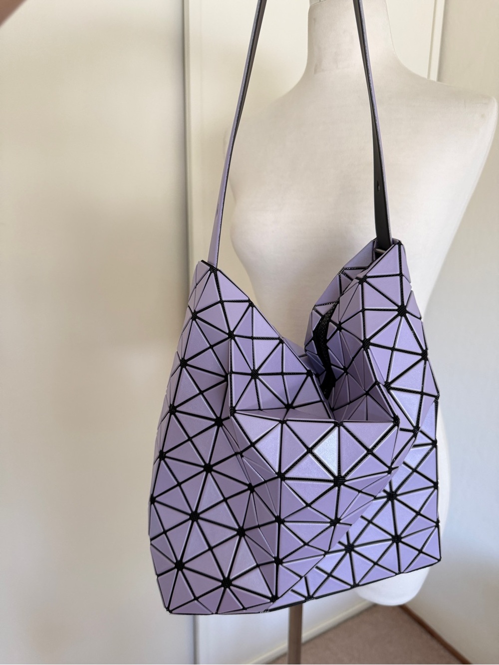 Issey Miyake Lavender Geometric Shoulder Bag